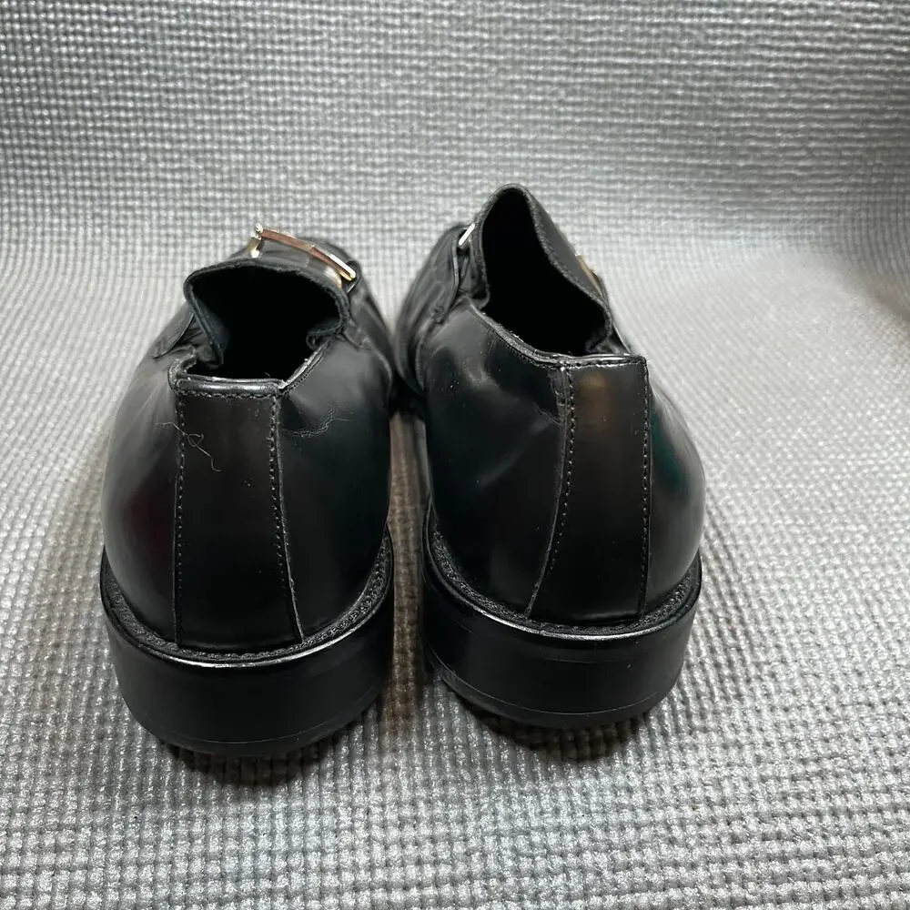 Aston‎ Grey Collection Loafers Mens Size 9.5 Black Leather Buckle Slip On